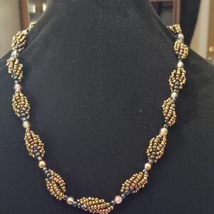 Handcrafted Gold Bead Spiral Necklace - Women Jewelry